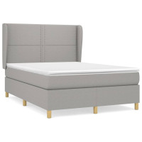 Produktbild för Ramsäng med madrass ljusgrå 140x190 cm tyg