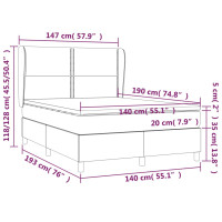 Produktbild för Ramsäng med madrass ljusgrå 140x190 cm tyg