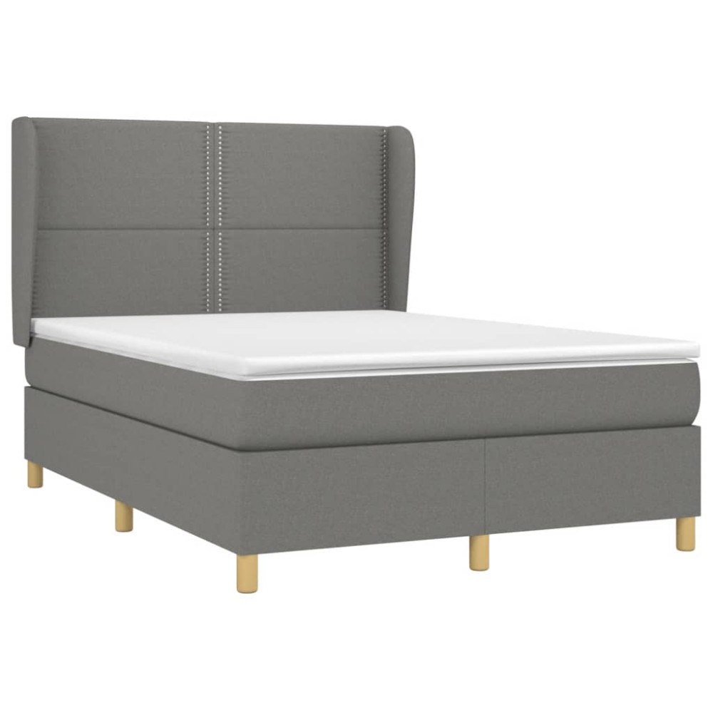 Produktbild för Ramsäng med madrass mörkgrå 140x190 cm tyg