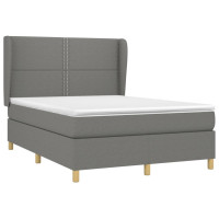 Produktbild för Ramsäng med madrass mörkgrå 140x190 cm tyg
