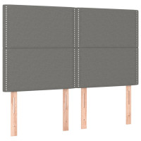 Produktbild för Ramsäng med madrass mörkgrå 140x190 cm tyg