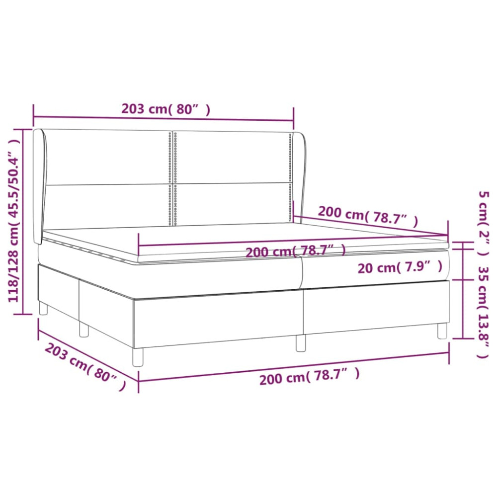 Produktbild för Ramsäng med madrass ljusgrå 200x200 cm tyg