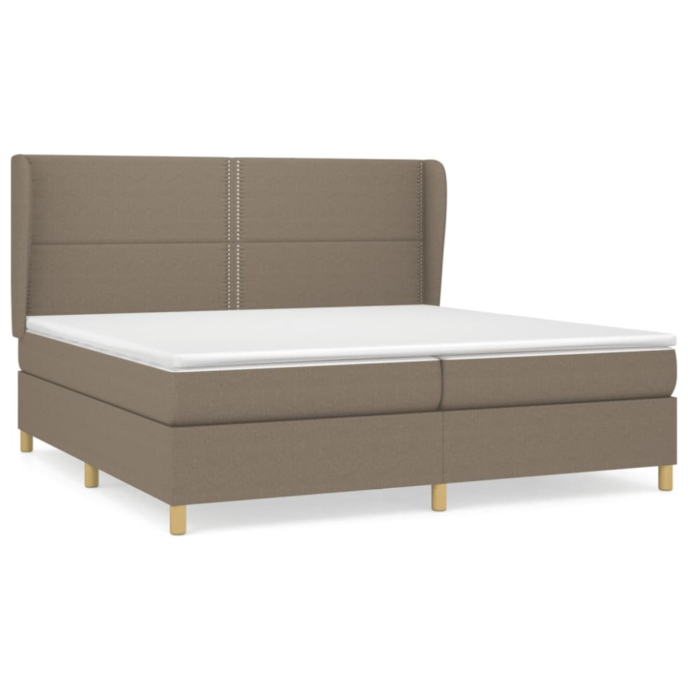 Produktbild för Ramsäng med madrass taupe 200x200 cm tyg