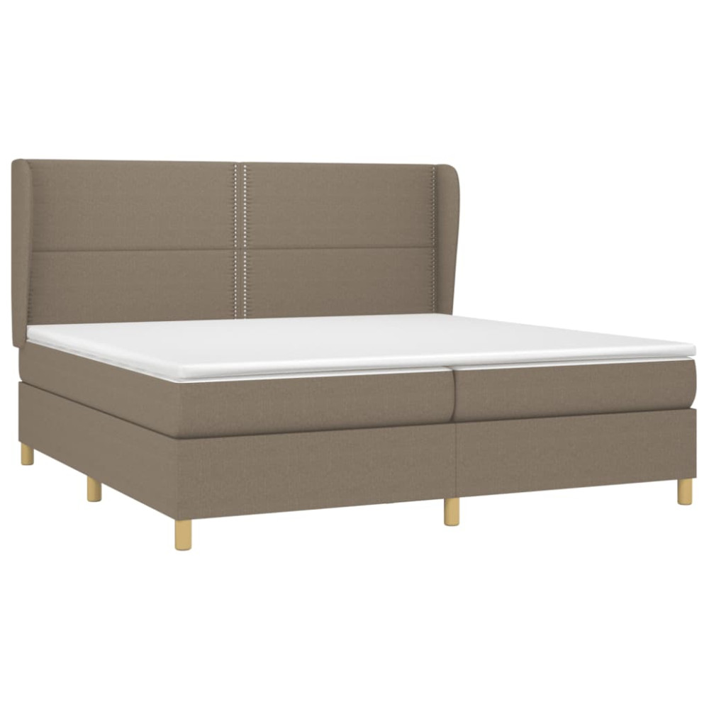 Produktbild för Ramsäng med madrass taupe 200x200 cm tyg