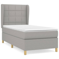 Produktbild för Ramsäng med madrass ljusgrå 80x200 cm tyg