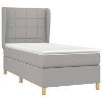 Produktbild för Ramsäng med madrass ljusgrå 90x190 cm tyg