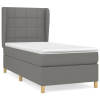 Produktbild för Ramsäng med madrass mörkgrå 90x190 cm tyg
