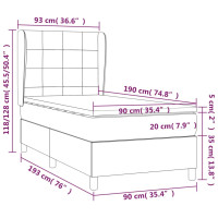 Produktbild för Ramsäng med madrass gräddvit 90x190 cm tyg
