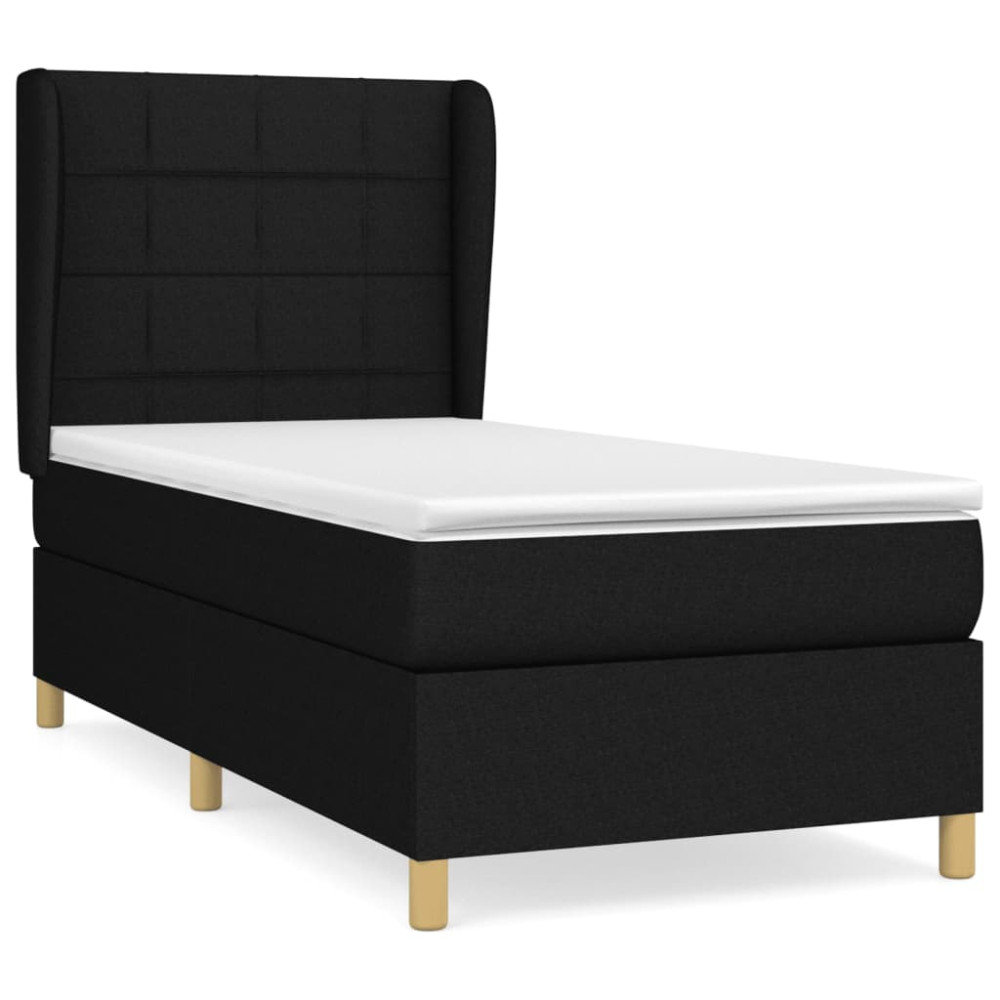 Produktbild för Ramsäng med madrass svart 90x200 cm tyg