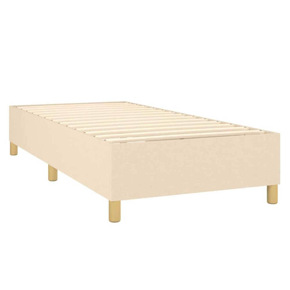 Produktbild för Ramsäng med madrass gräddvit 90x200 cm tyg