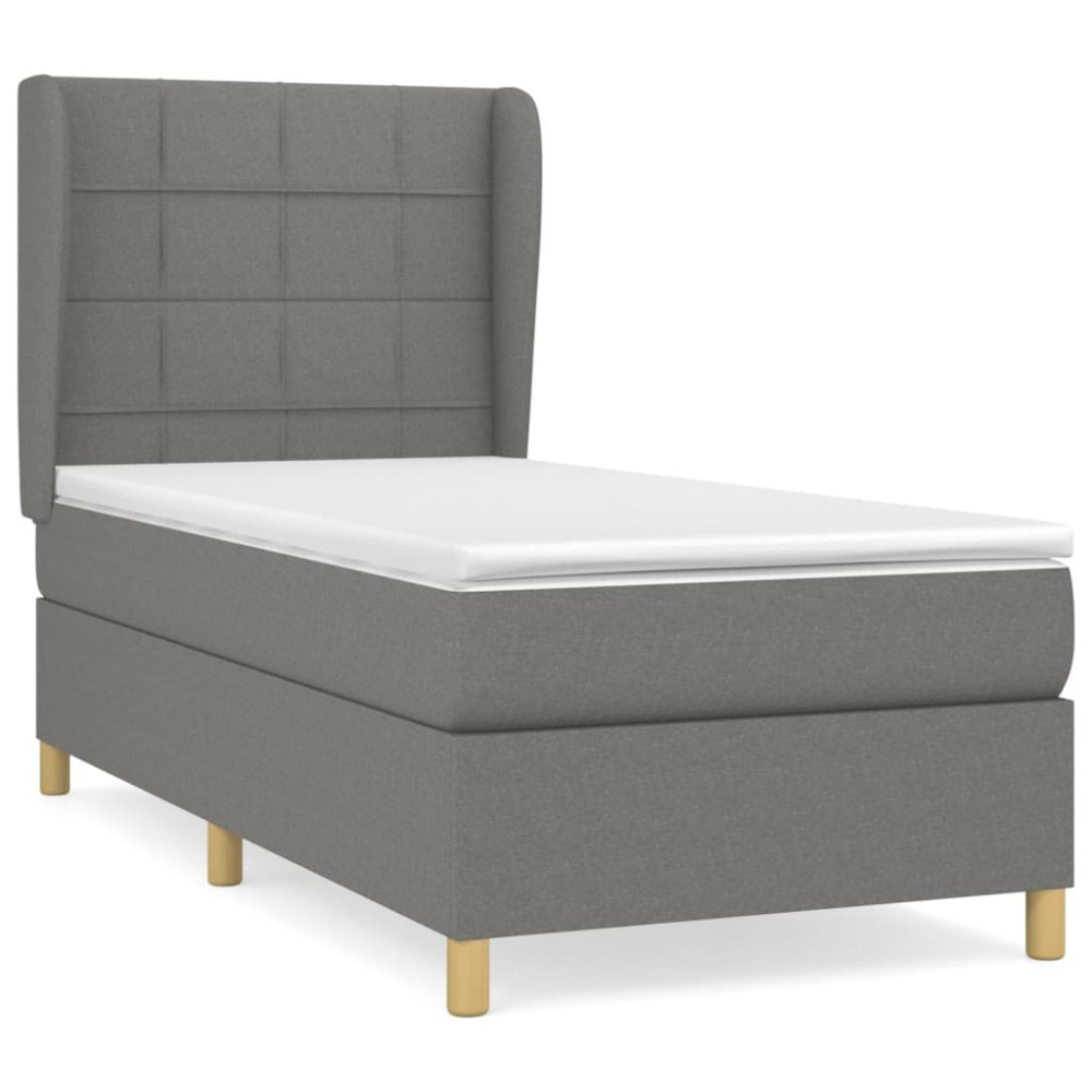 Produktbild för Ramsäng med madrass mörkgrå 100x200 cm tyg