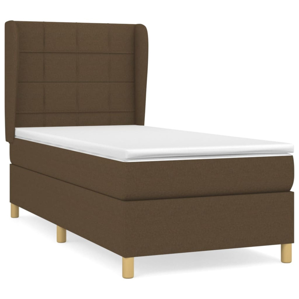 Produktbild för Ramsäng med madrass mörkbrun 100x200 cm tyg