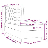 Produktbild för Ramsäng med madrass mörkgrå 90x200 cm tyg