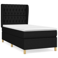 Produktbild för Ramsäng med madrass svart 90x200 cm tyg