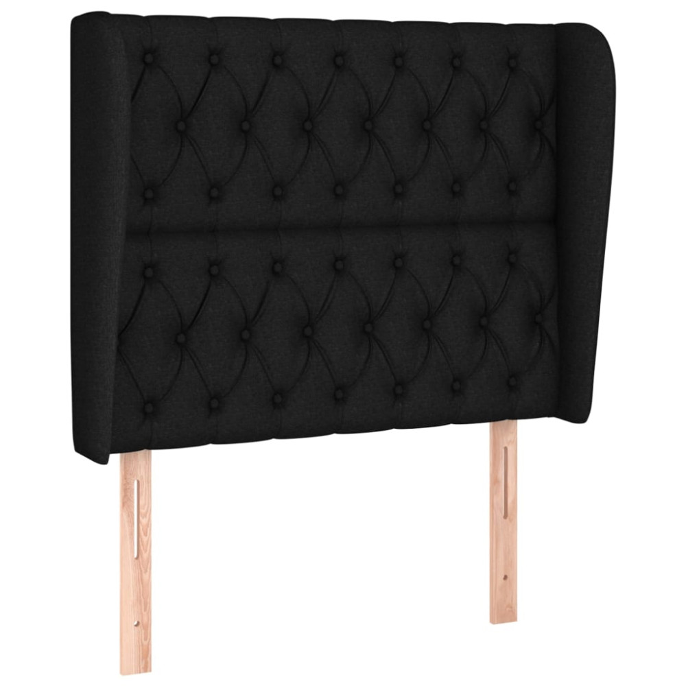 Produktbild för Ramsäng med madrass svart 90x200 cm tyg