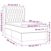 Produktbild för Ramsäng med madrass svart 90x200 cm tyg