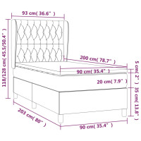 Produktbild för Ramsäng med madrass gräddvit 90x200 cm tyg