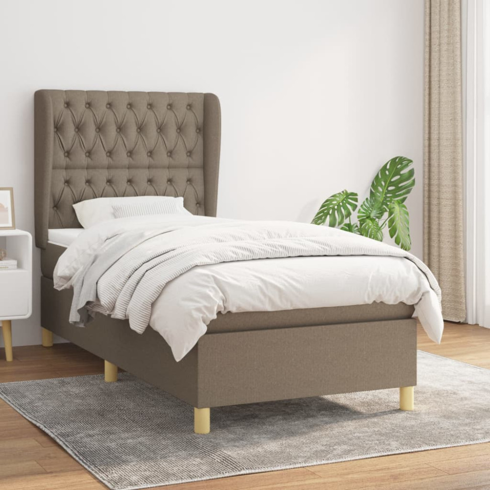Produktbild för Ramsäng med madrass taupe 100x200 cm tyg