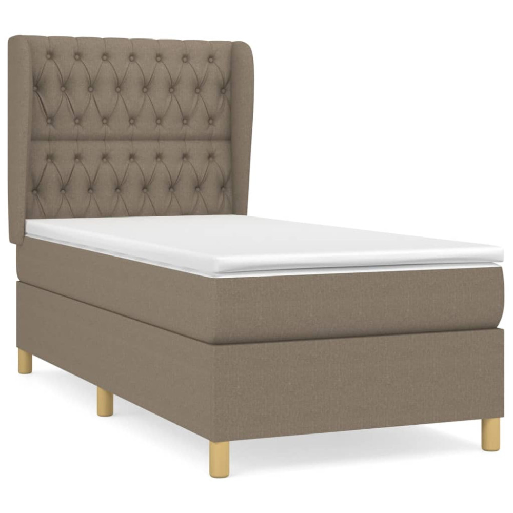 Produktbild för Ramsäng med madrass taupe 100x200 cm tyg