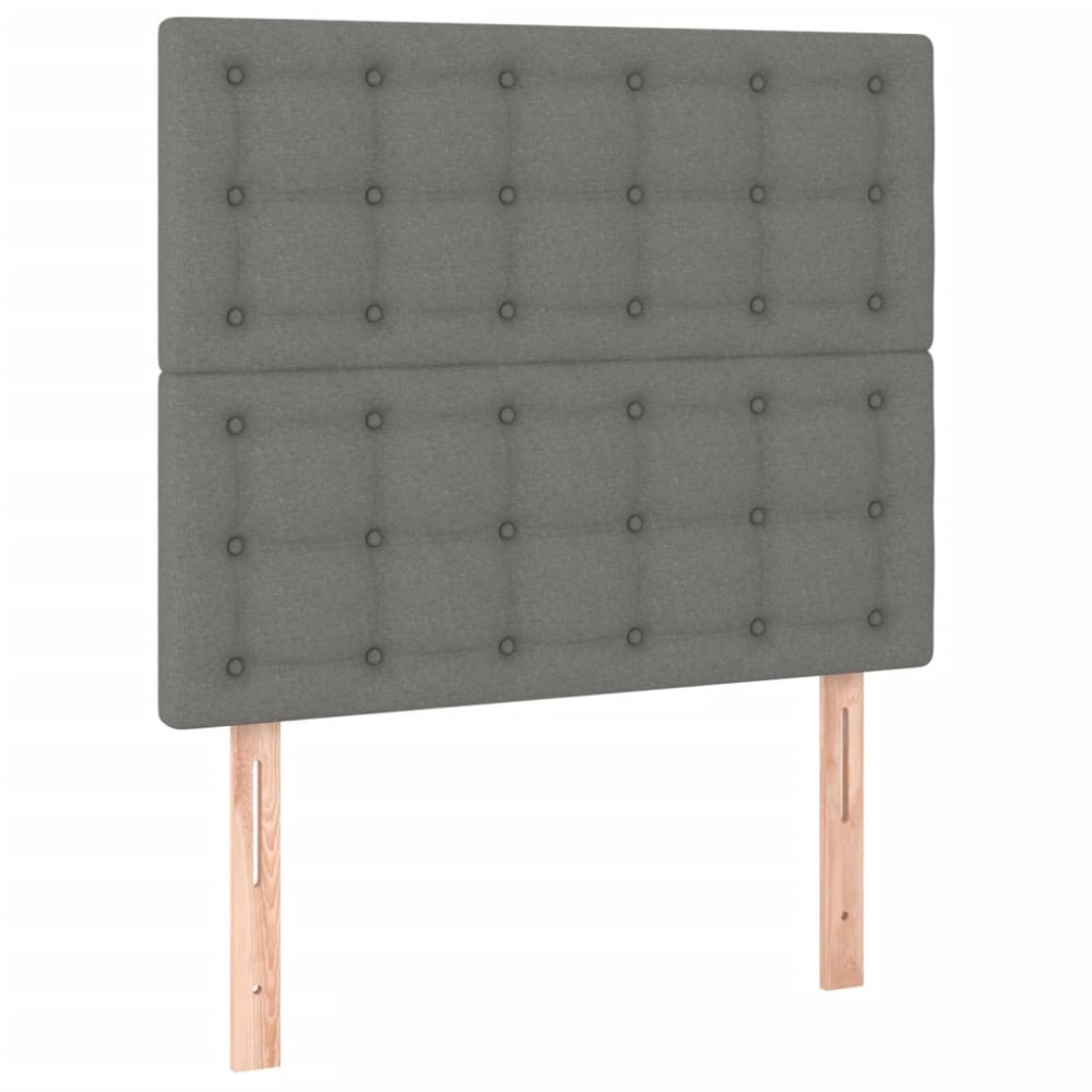 Produktbild för Ramsäng med madrass mörkgrå 90x190 cm tyg