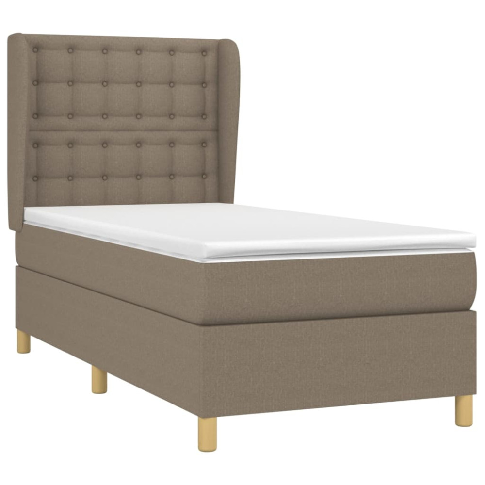 Produktbild för Ramsäng med madrass taupe 90x190 cm tyg