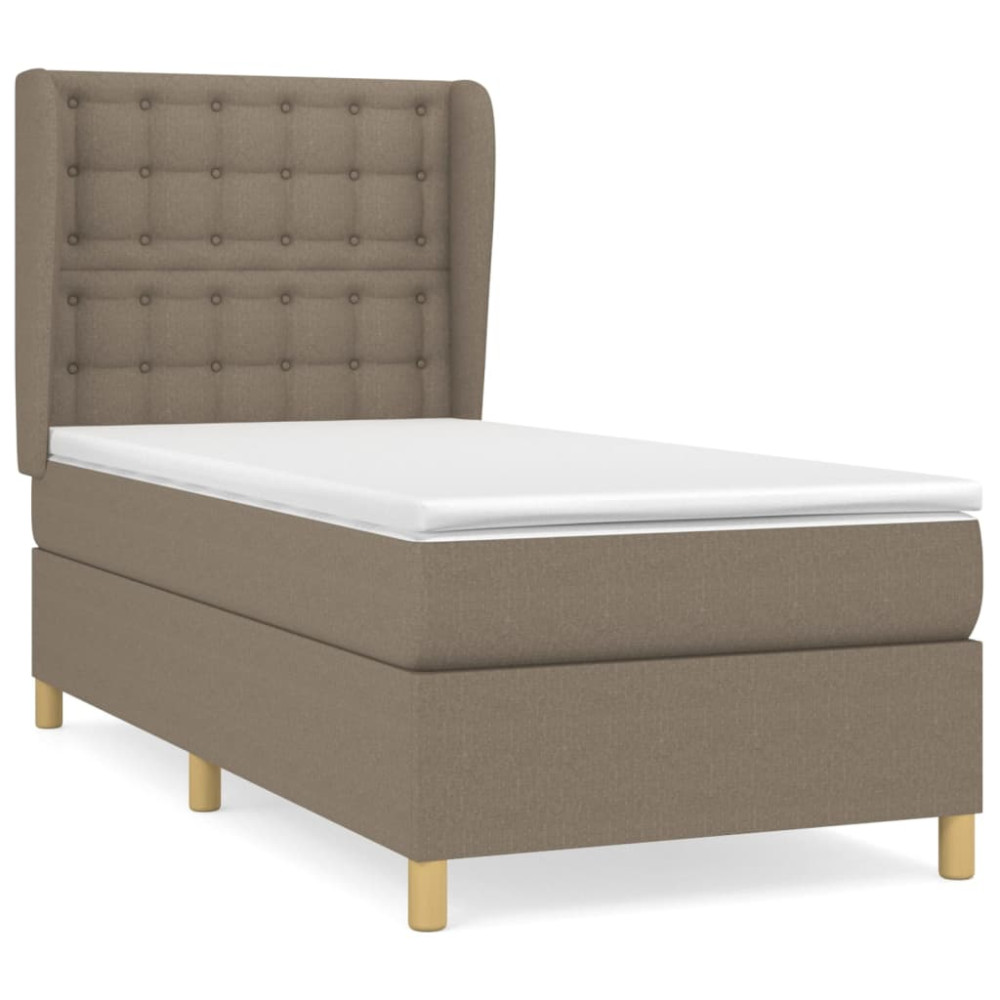 Produktbild för Ramsäng med madrass taupe 90x200 cm tyg