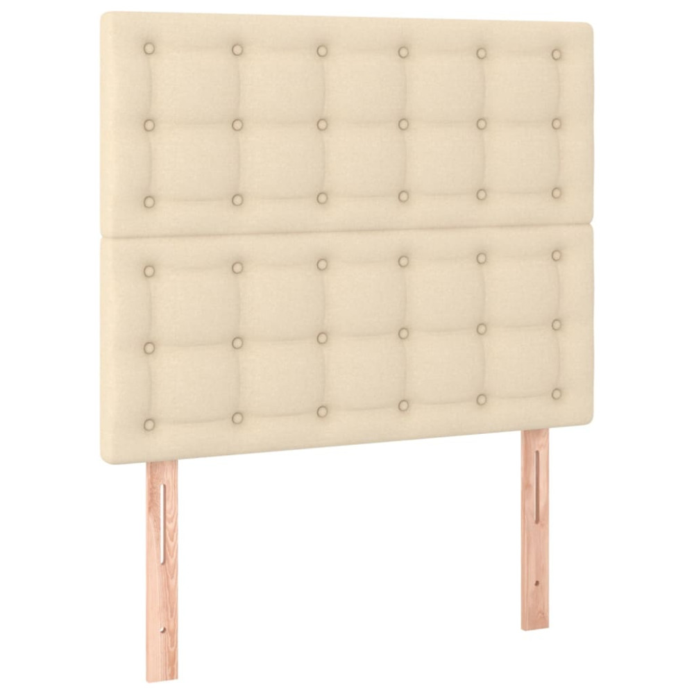 Produktbild för Ramsäng med madrass gräddvit 90x200 cm tyg