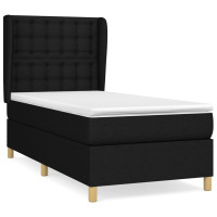 Produktbild för Ramsäng med madrass svart 100x200 cm tyg