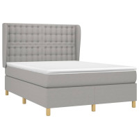Produktbild för Ramsäng med madrass ljusgrå 140x190 cm tyg