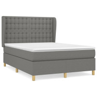 Produktbild för Ramsäng med madrass mörkgrå 140x190 cm tyg