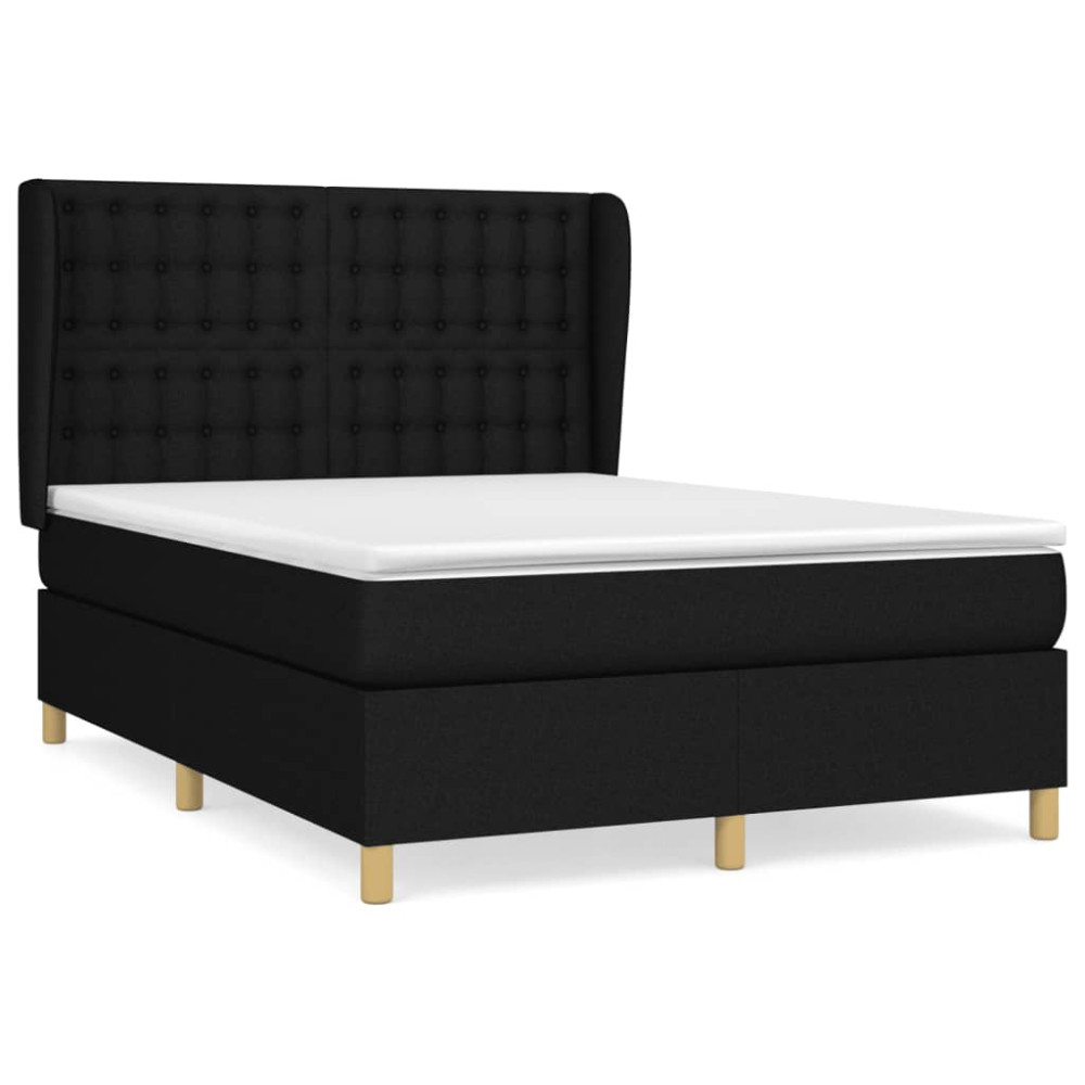 Produktbild för Ramsäng med madrass svart 140x190 cm tyg