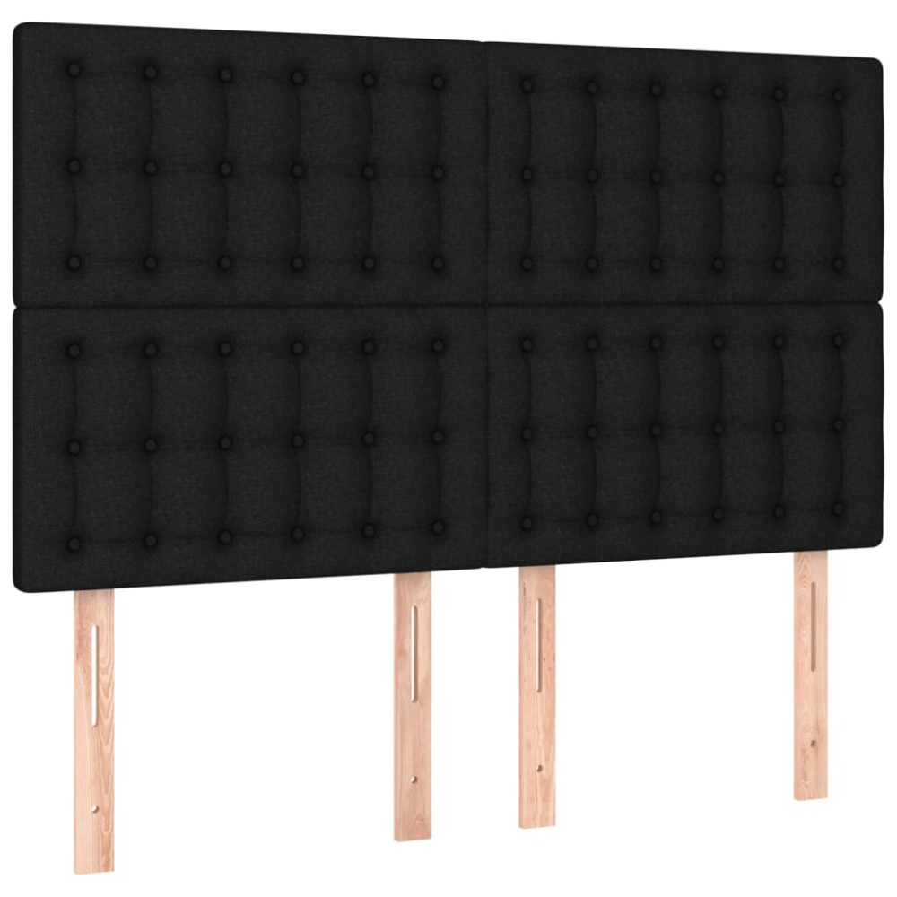 Produktbild för Ramsäng med madrass svart 140x190 cm tyg