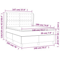 Produktbild för Ramsäng med madrass gräddvit 140x190 cm tyg