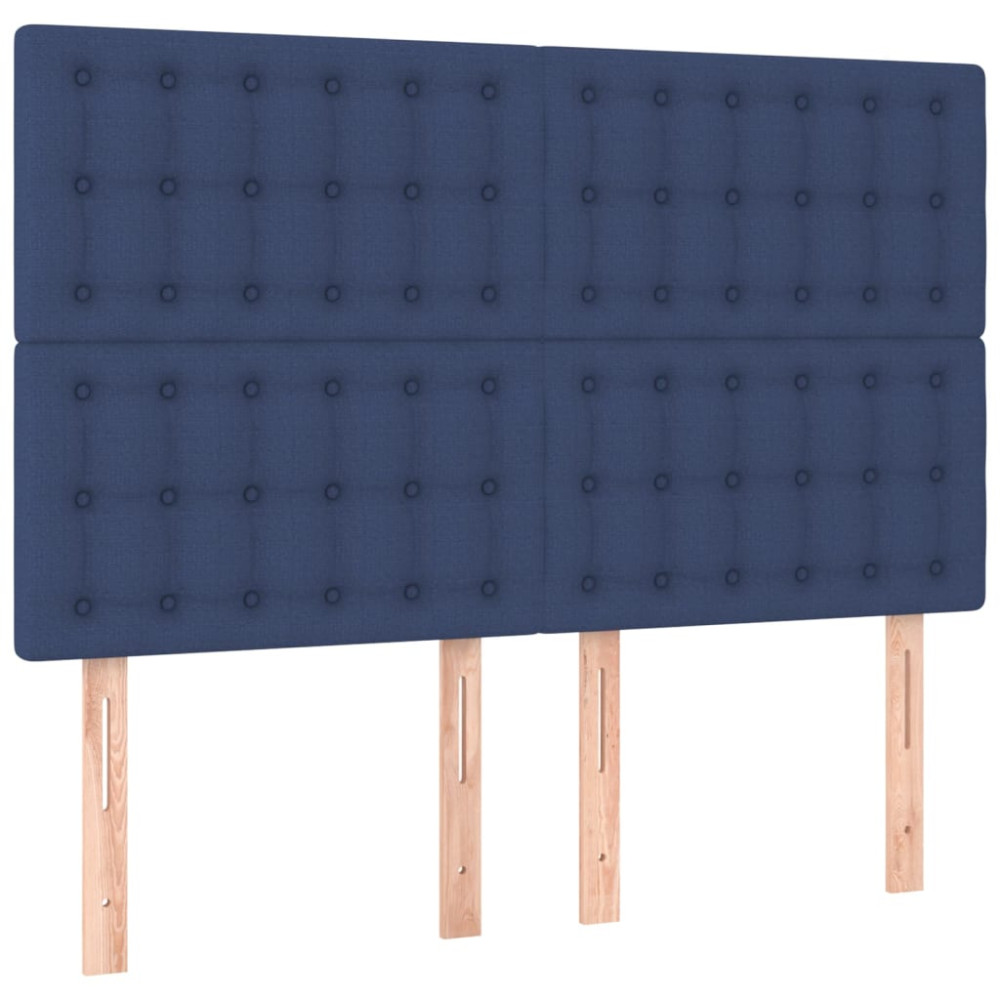 Produktbild för Ramsäng med madrass blå 140x190 cm tyg