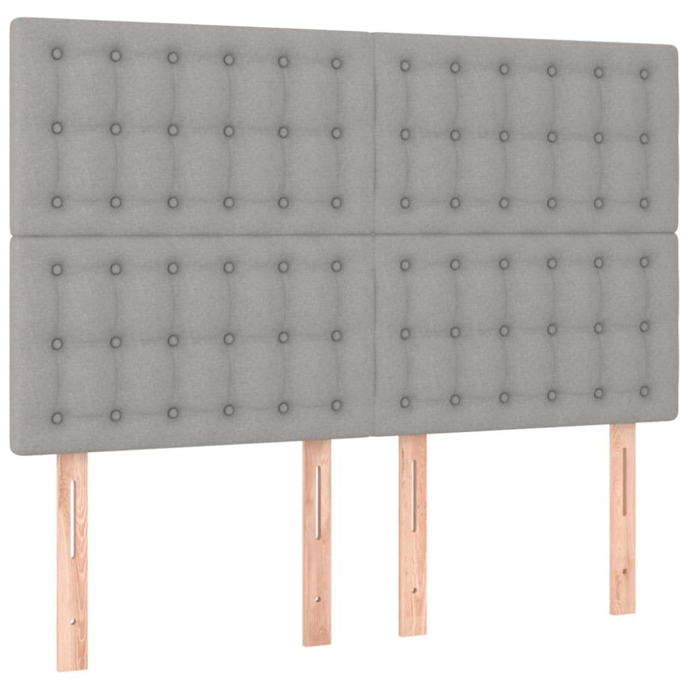 Produktbild för Ramsäng med madrass ljusgrå 140x200 cm tyg