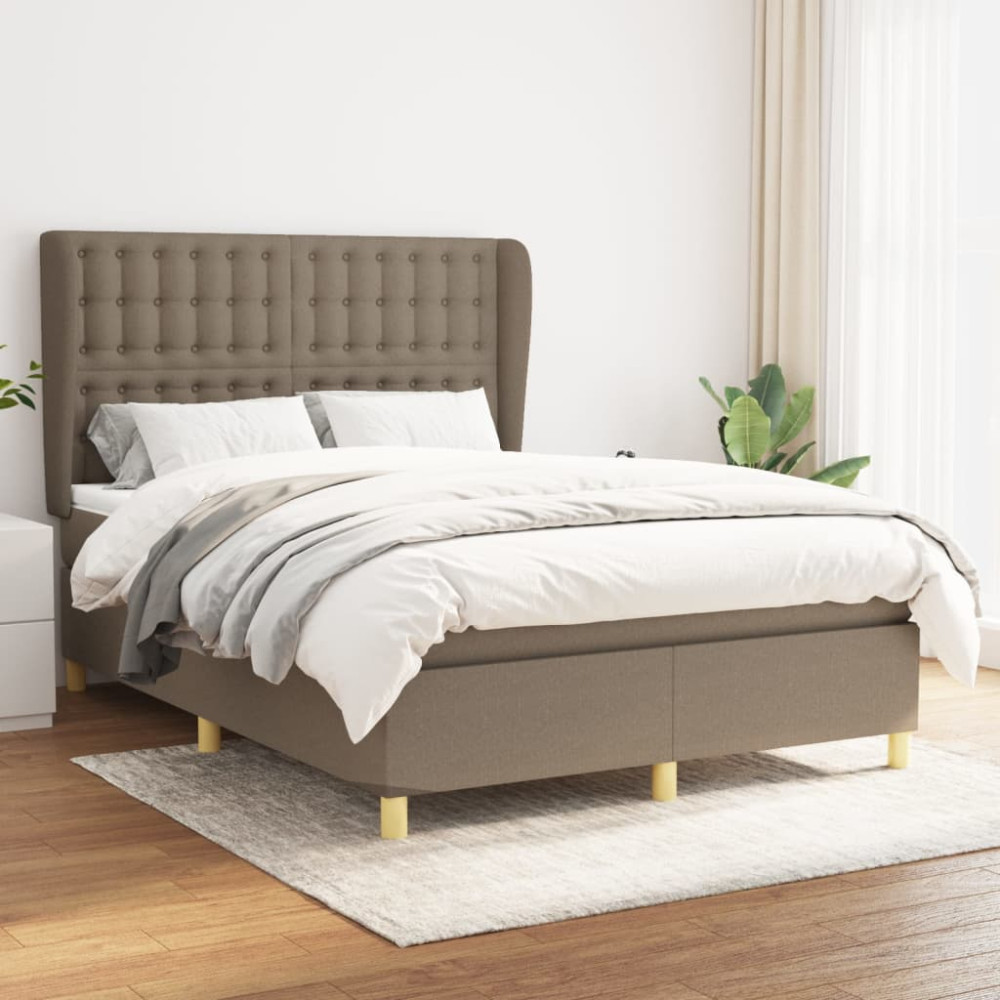 Produktbild för Ramsäng med madrass taupe 140x200 cm tyg
