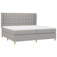 Produktbild för Ramsäng med madrass ljusgrå 200x200 cm tyg