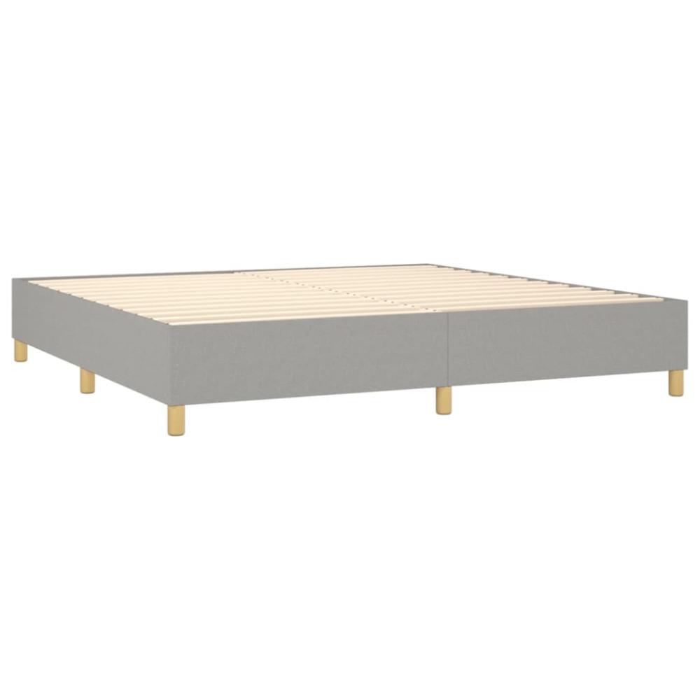 Produktbild för Ramsäng med madrass ljusgrå 200x200 cm tyg