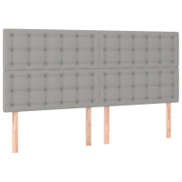 Produktbild för Ramsäng med madrass ljusgrå 200x200 cm tyg