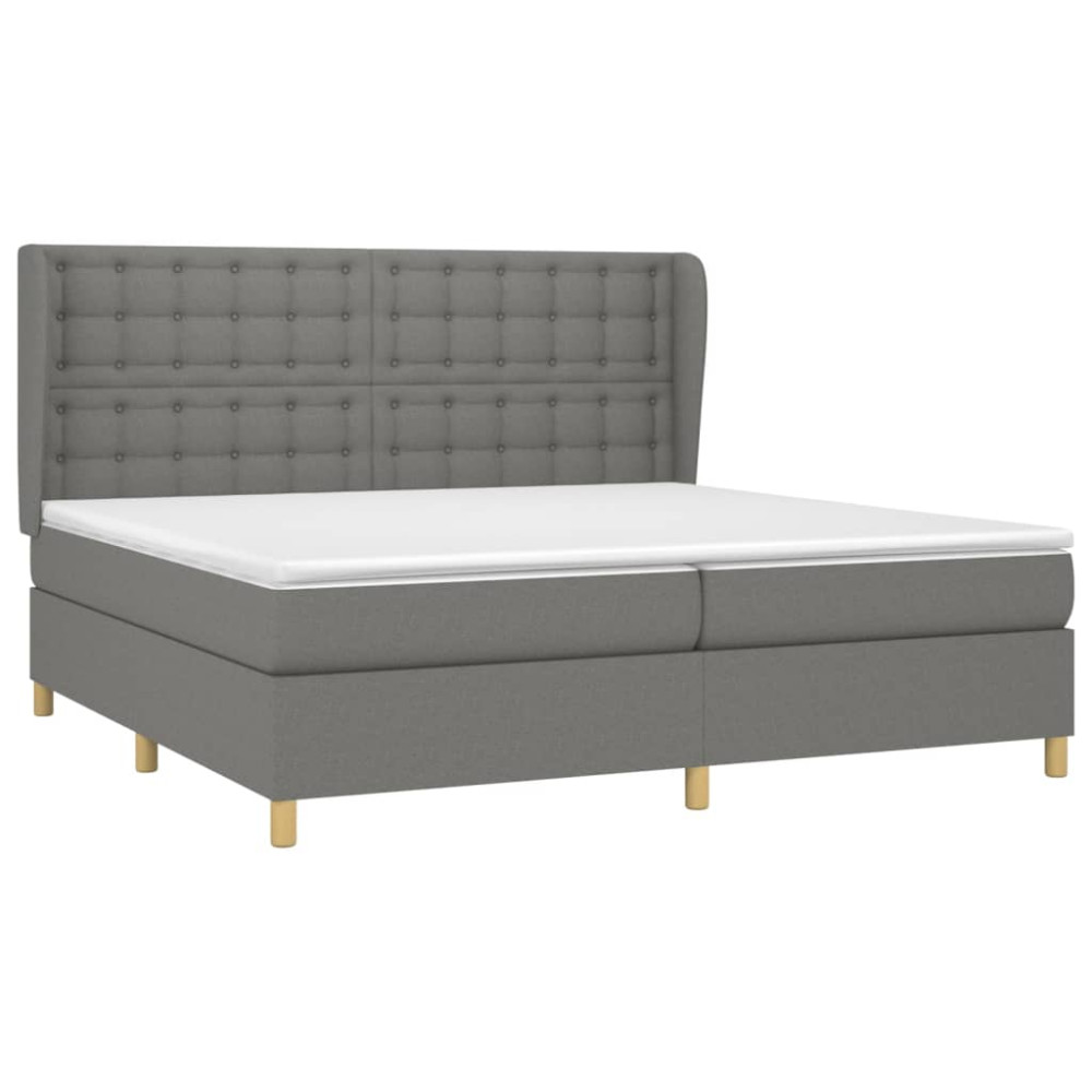 Produktbild för Ramsäng med madrass mörkgrå 200x200 cm tyg