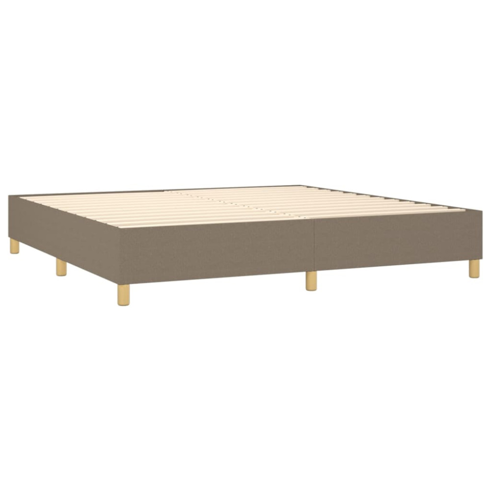 Produktbild för Ramsäng med madrass taupe 200x200 cm tyg