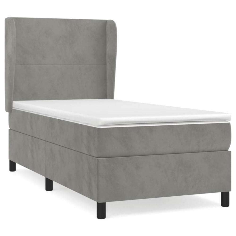 Produktbild för Ramsäng med madrass ljusgrå 80x200 cm sammet