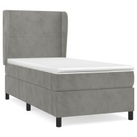 Produktbild för Ramsäng med madrass ljusgrå 80x200 cm sammet