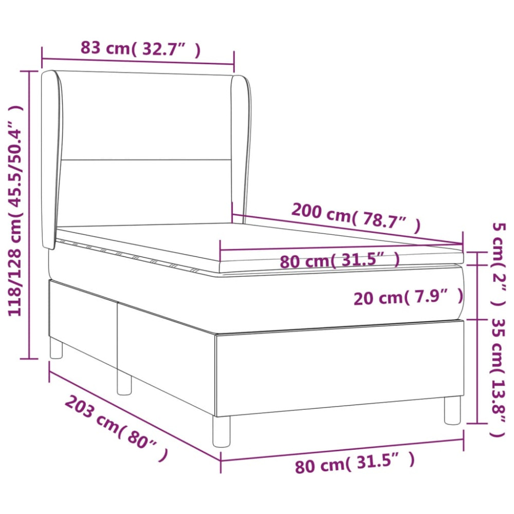 Produktbild för Ramsäng med madrass ljusgrå 80x200 cm sammet