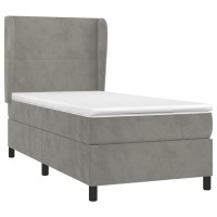 Produktbild för Ramsäng med madrass ljusgrå 90x190 cm sammet