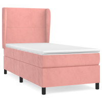 Produktbild för Ramsäng med madrass rosa 90x190 cm sammet