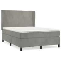 Produktbild för Ramsäng med madrass ljusgrå 140x190 cm sammet