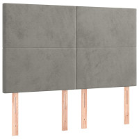 Produktbild för Ramsäng med madrass ljusgrå 140x190 cm sammet