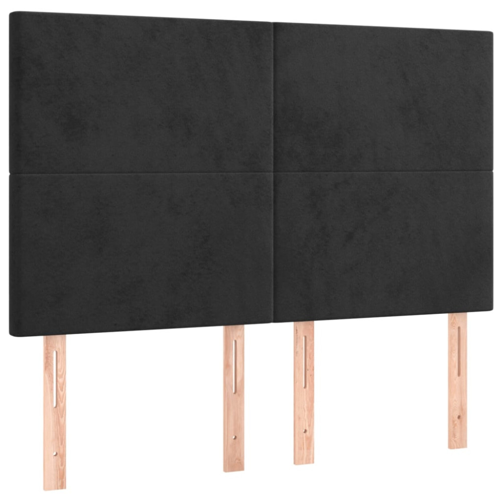 Produktbild för Ramsäng med madrass svart 140x190 cm sammet