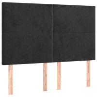 Produktbild för Ramsäng med madrass svart 140x190 cm sammet